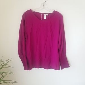 Long sleeve Magenta Blouse Sz MEDIUM Top